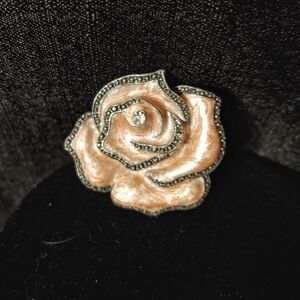 Rose Enamel Pin with Crystal Accent